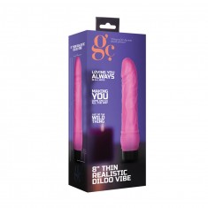 8 Inch Thin Realistic Dildo Vibe- Pink