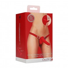 Double Vibrating Silicone Strap-On - Adjustable - Red - Vibrante