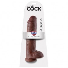 11 Inch Cock With Balls -Brown-King Cock